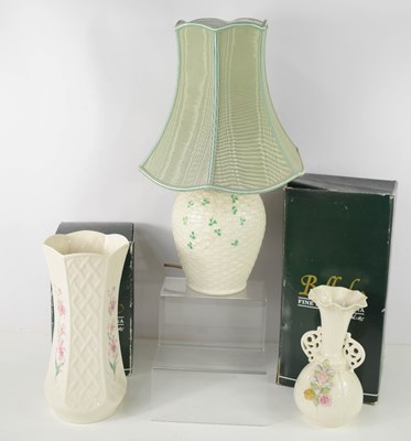 Lot 93 - A Belleek porcelain Rose Princess Vase, and a...