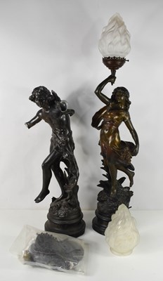 Lot 424 - After Auguste Moreau a pair of bronzed spelter...