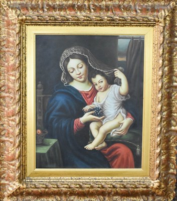 Lot 61 - Madonna and Child, a 20th century unsigned oil...