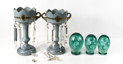 Lot 436 - A pair of fin-de-siecle pale blue glass...