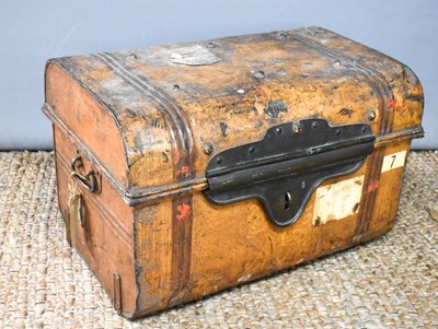 Lot 418 - A metal trunk, with original vintage carriage...