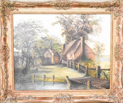 Lot 40 - English school, a view of cottages within a...