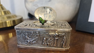 Lot 411 - A silver singing bird box by Karl Griesbaum,...