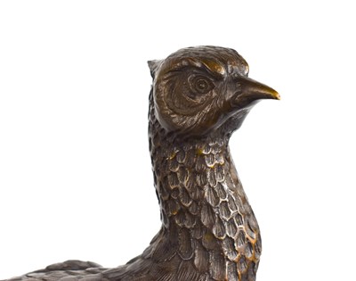 Lot 123 - A 20th century bronze sculpture of a pheasant,...