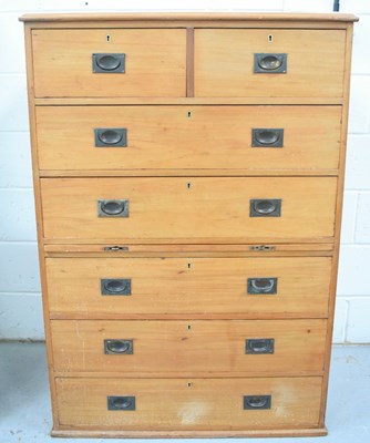 Lot 475 - A 19th century mahogany campaign type chest of...