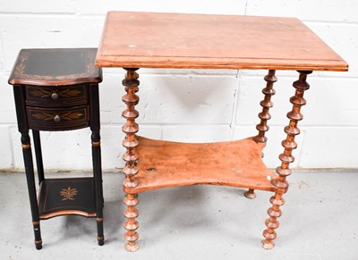 Lot 443 - A side table with shaped shelf below, raised...