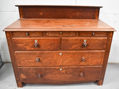 Lot 469 - A 19th century oak sideboard, with three short...