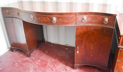 Lot 490 - A Georgian mahogany & satinwood serpentine...