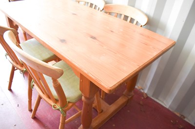 Lot 473 - A pine kitchen table 75 by 152 by 77cm high...