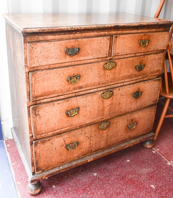 Lot 486 - An 18th century walnut chest of two over three...