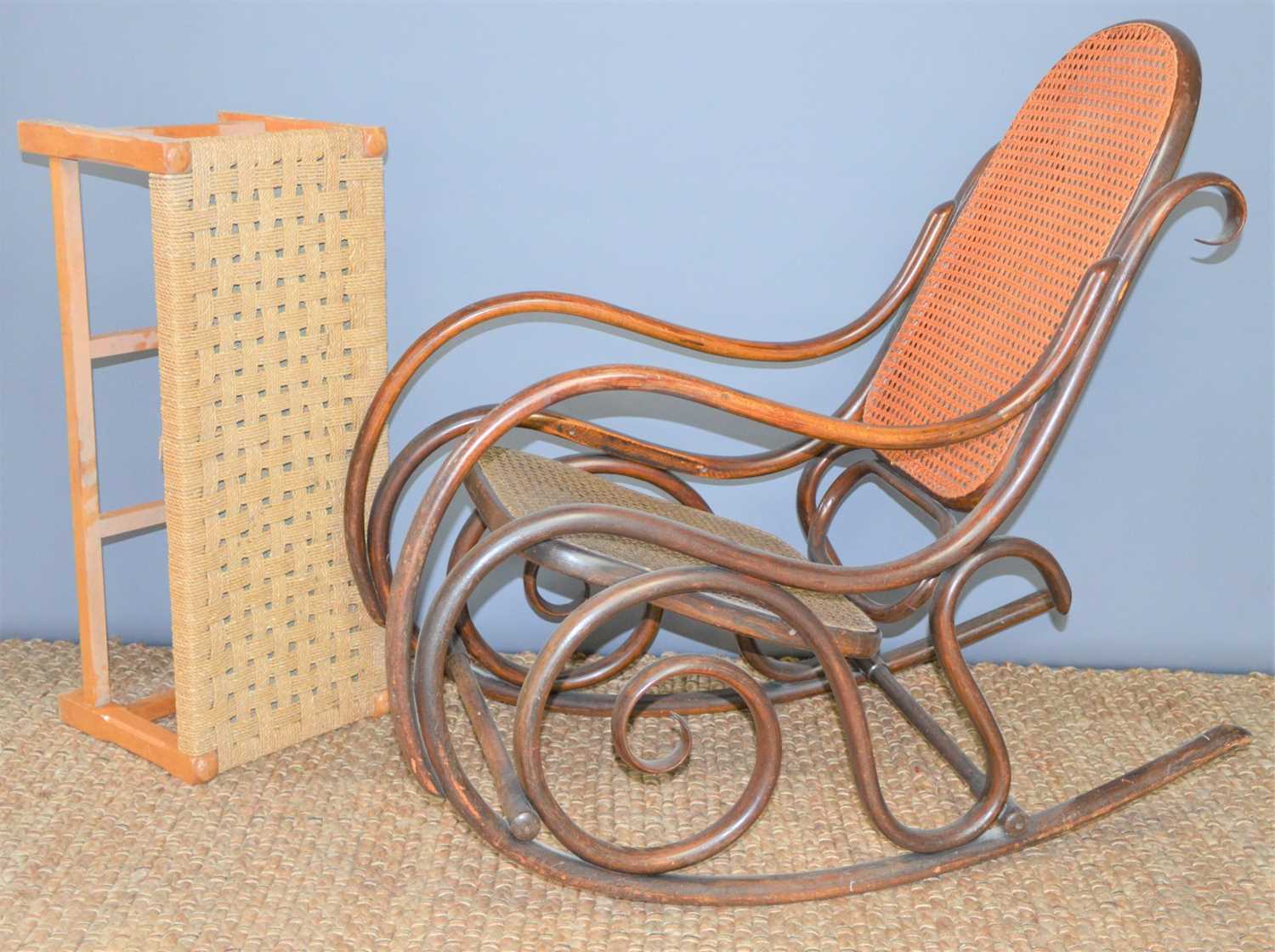 Lot 541 - A vintage bentwood rocking chair together with...