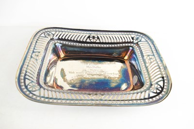 Lot 417 - A silver rectangular dish with pierced edge,...