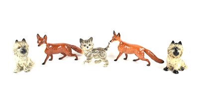 Lot 119 - A pair of Beswick porcelain foxes together...