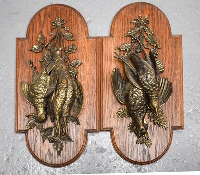 Lot 121 - A pair of 20th century bronzed metal wall...
