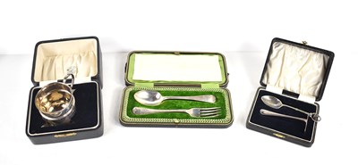 Lot 383 - A silver christening spoon and fork set...