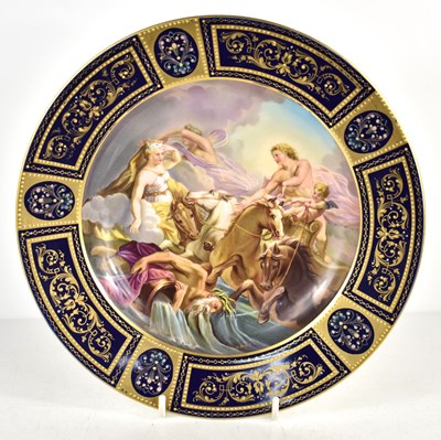 Lot 61 - A Royal Vienna hand painted plate with cobalt...