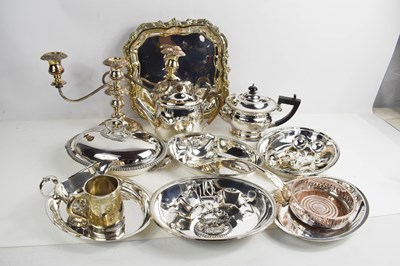 Lot 216 - A group of silver plate including teapot and...