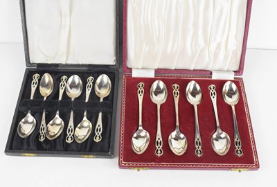 Lot 362 - A set of six silver teaspoons with...