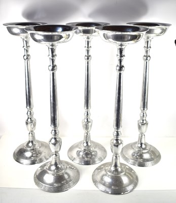 Lot 224 - Five tall pedestal, table flower stands with...