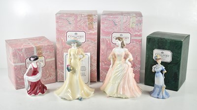 Lot 129 - Four boxed Coalport porcelain figurines...