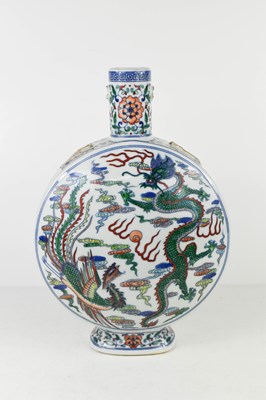 Lot 54 - A 20th century Chinese polychrome moon flask,...