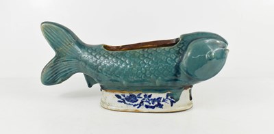 Lot 1 - A Chinese export stoneware glazed fish form...