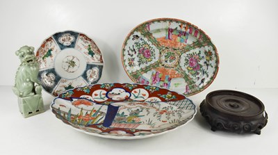 Lot 71 - A Chinese Famille Rose oval dish, and two...