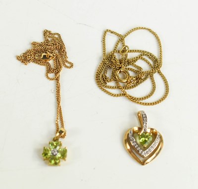 Lot 237 - A 9ct gold peridot four leaf clover or...