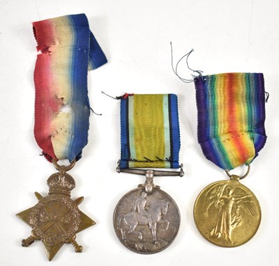 Lot 260 - A WWI medal trio awarded to Private F. Carr,...