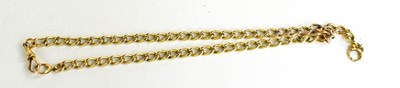 Lot 214 - A 9ct gold Albert chain, with crab claw clasp...