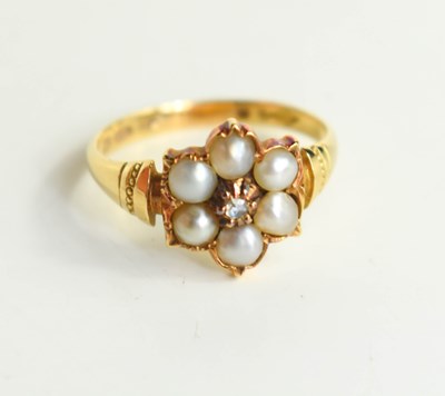 Lot 179 - An 18ct gold, old cut diamond and seed pearl...