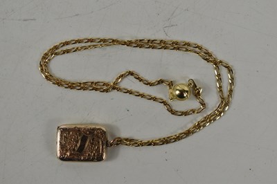 Lot 178 - A 9ct gold necklace with rectangular locket,...