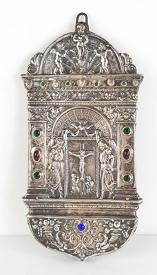 Lot 58 - A 19th century German 930 silver icon, set...