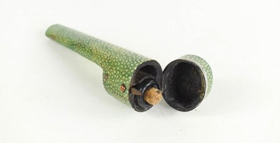 Lot 197 - A Georgian, green shagreen covered travelling...