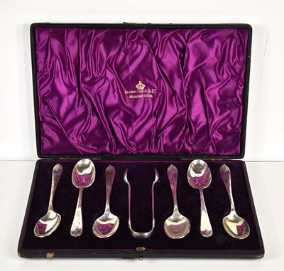 Lot 399 - A set of Victorian silver teaspoons and sugar...