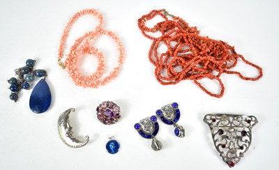 Lot 321 - A group of coral and costume jewellery...