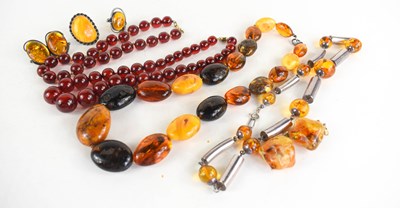 Lot 55 - A group of amber jewellery, including cherry...