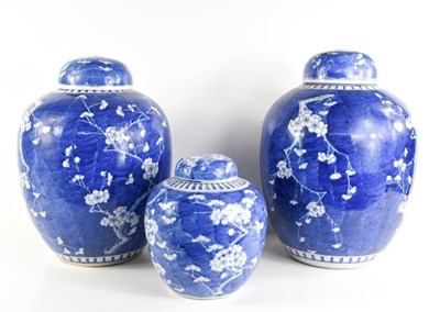 Lot 143 - A group of Chinese blue and white ginger jars,...