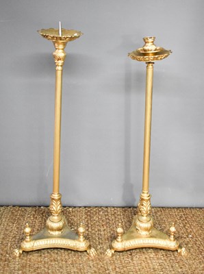 Lot 204A - A pair of 20th century gilt brass pricket...