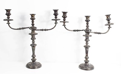 Lot 204 - A pair of impressive silver plated candelabra,...