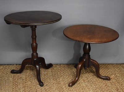 Lot 436 - Two 19th century mahogany tripod tables, with...