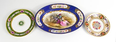 Lot 36 - A Sevres 19th century oval dish, painted with...
