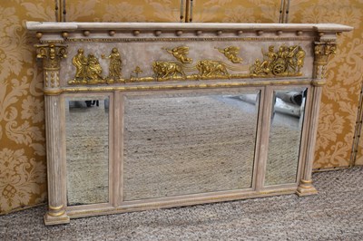 Lot 283 - A 19th century overmantle mirror with a relief...