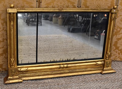 Lot 284 - A 19th century overmantle giltwood mirror with...