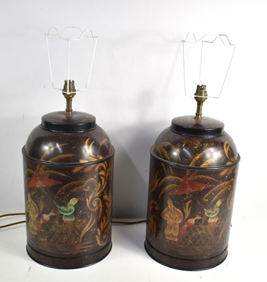 Lot 253 - A pair of 20th century Japanned tea cannisters...