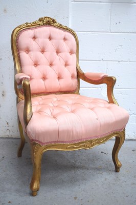 Lot 448 - A French giltwood and pink upholstered...