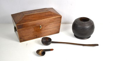 Lot 218 - A 19th century mahogany tea caddy...