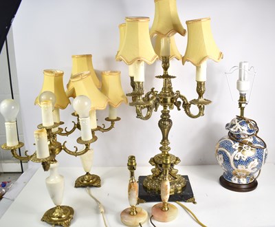 Lot 254 - A group of tablelamps to include a gilt brass...