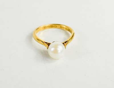 Lot 86 - A 22ct gold and pearl ring, pierced decoration...