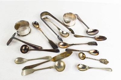 Lot 351 - A group of silver spoons and silver plated...